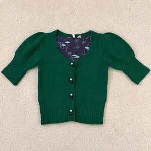 Anthropologie MOTH Green Wool Blend Short Sleeve Sweater